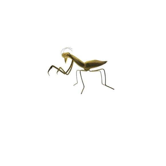 Praying Mantis Figurine Gold Tone Metal Insect Sculpture Rustic Gift Decor - Picture 4 of 7